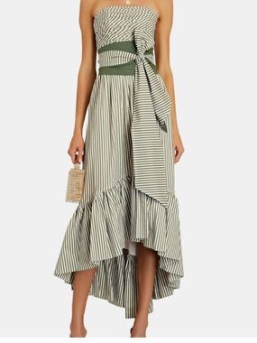 ANDRÉS OTÁLORA Caiman Striped Strapless Midi Dress SZ 2
